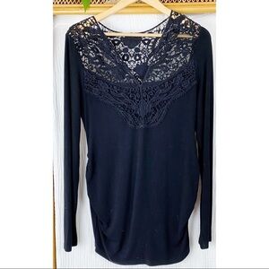 PATTYBOUTIK‎ BLACK LACE LONG-SLEEVE TOP MATERNITY​​​​​
